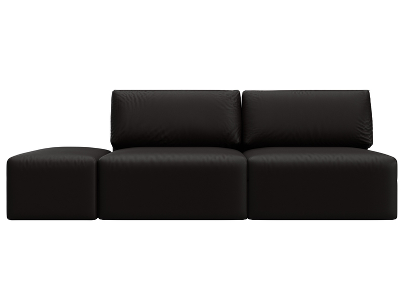 Диван прямой модульный с пуфом Лига-060 НПБ, Экокожа, GRIFON 12 коричневый