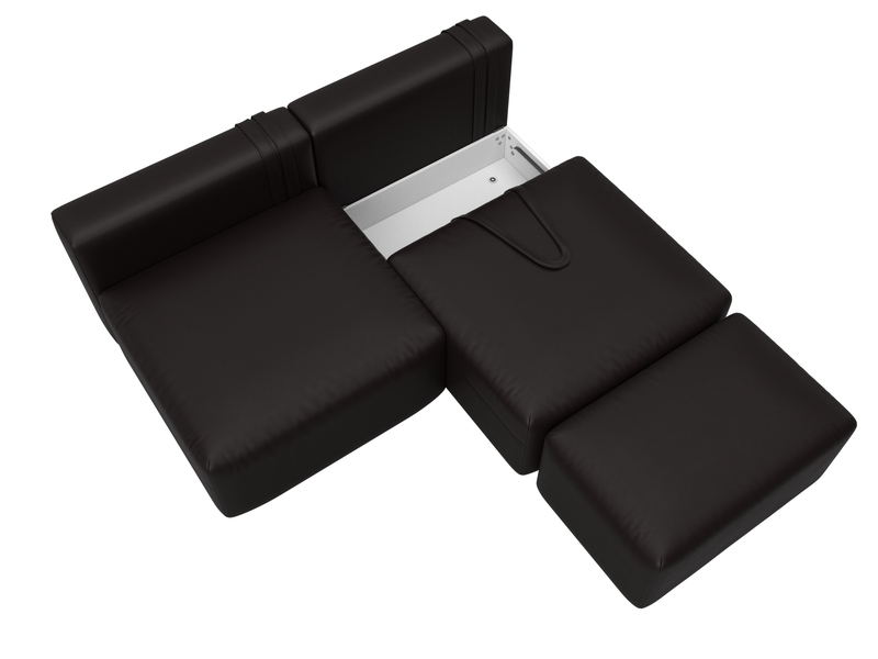 Диван прямой модульный с пуфом Лига-060 НПБ, Экокожа, GRIFON 12 коричневый