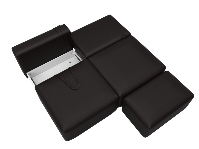 Диван прямой модульный с пуфом Лига-060 НПБ, Экокожа, GRIFON 12 коричневый