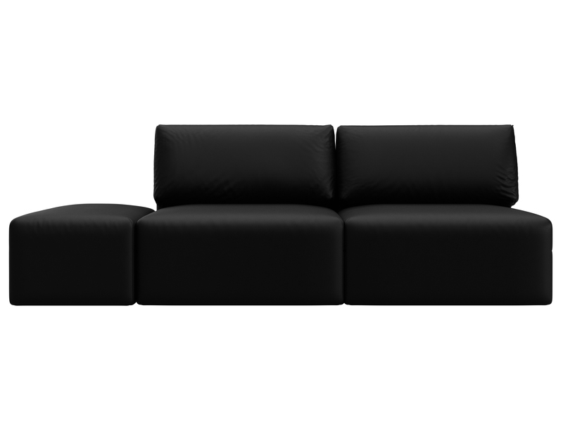Диван прямой модульный с пуфом Лига-060 НПБ, Экокожа, GRIFON 18 черный