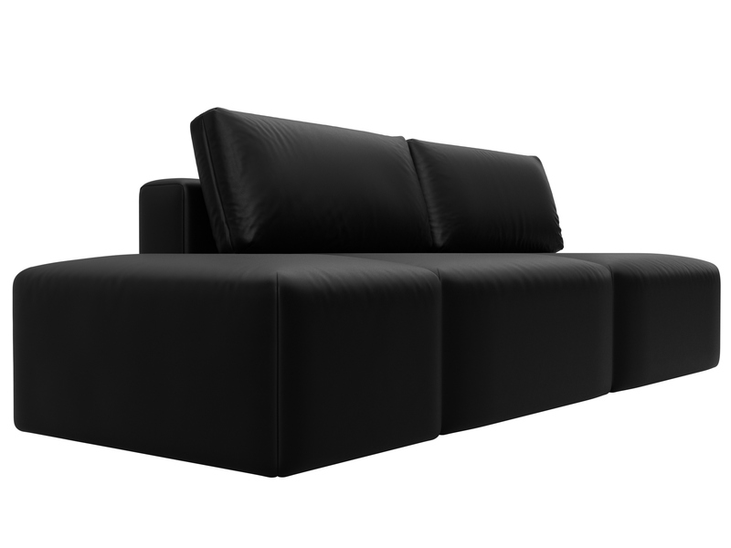 Диван прямой модульный с пуфом Лига-060 НПБ, Экокожа, GRIFON 18 черный