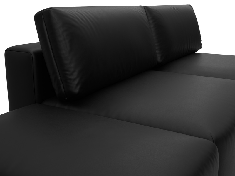 Диван прямой модульный с пуфом Лига-060 НПБ, Экокожа, GRIFON 18 черный