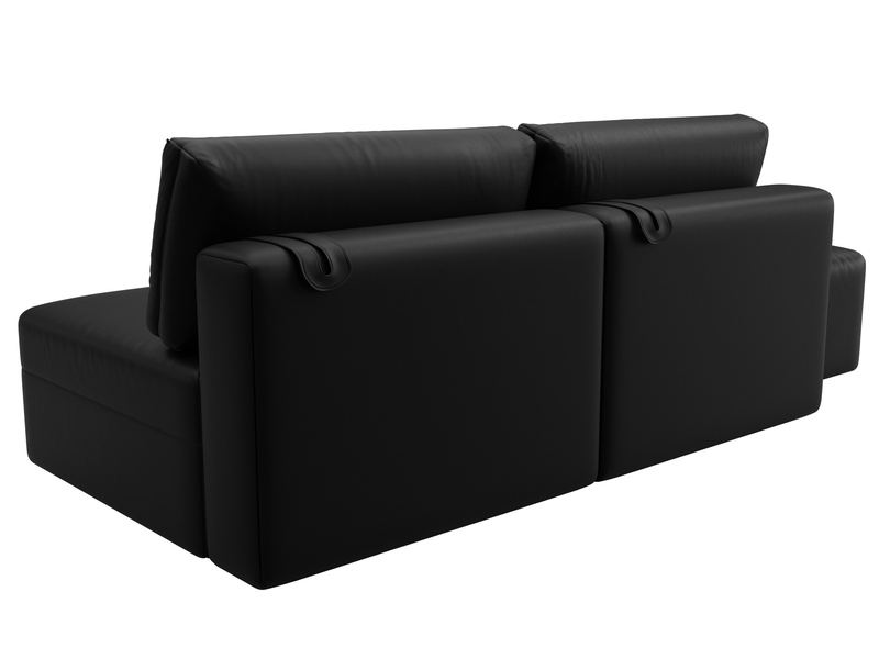 Диван прямой модульный с пуфом Лига-060 НПБ, Экокожа, GRIFON 18 черный