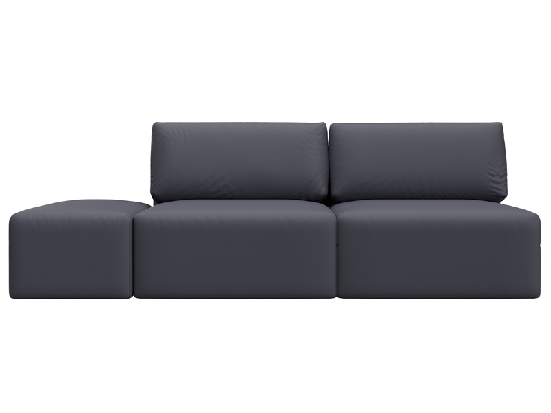 Диван прямой модульный с пуфом Лига-060 НПБ, Экокожа, GRIFON 15 серый