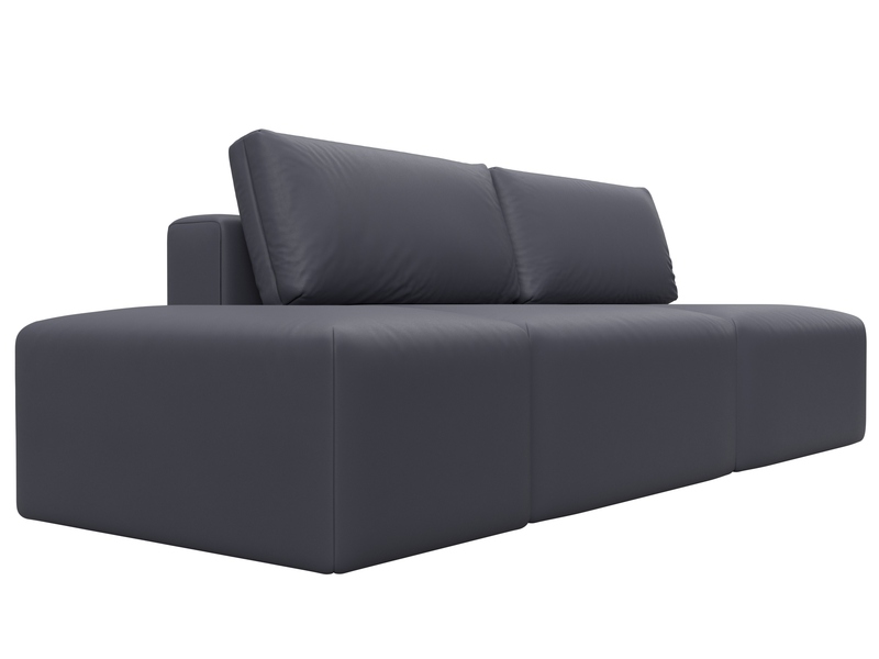 Диван прямой модульный с пуфом Лига-060 НПБ, Экокожа, GRIFON 15 серый