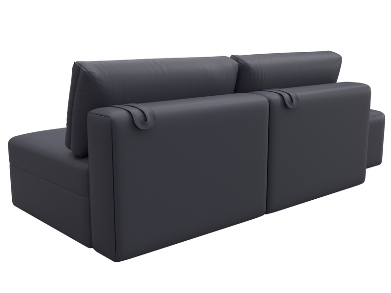 Диван прямой модульный с пуфом Лига-060 НПБ, Экокожа, GRIFON 15 серый