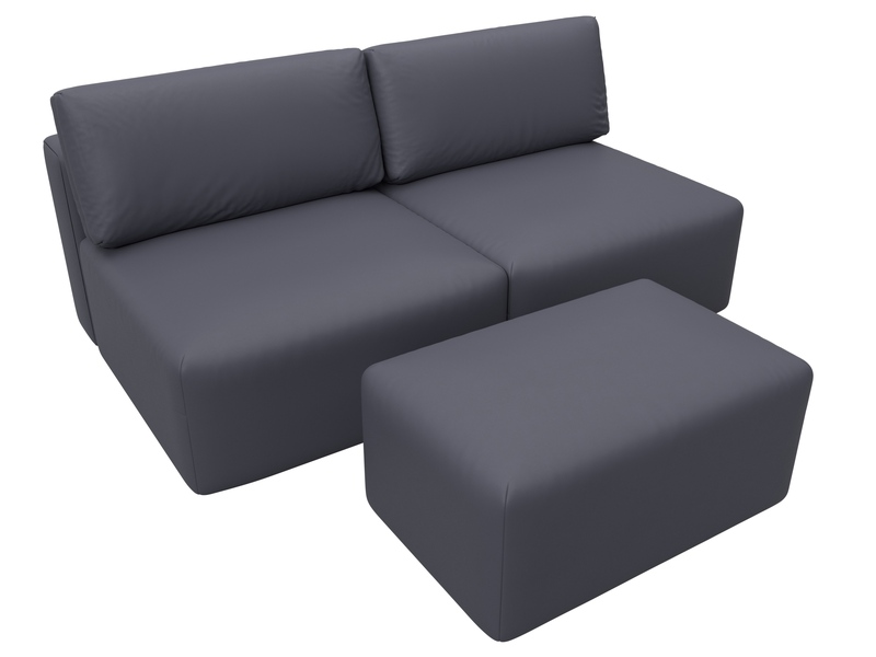 Диван прямой модульный с пуфом Лига-060 НПБ, Экокожа, GRIFON 15 серый