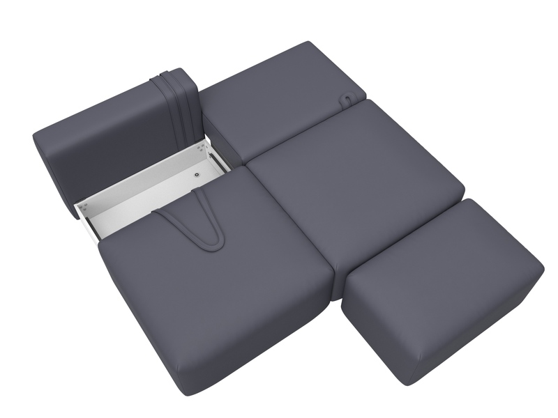 Диван прямой модульный с пуфом Лига-060 НПБ, Экокожа, GRIFON 15 серый