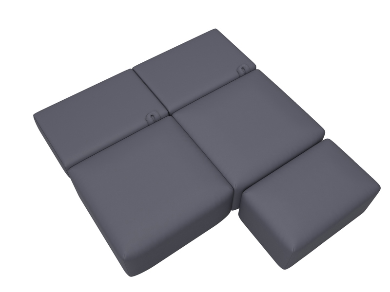 Диван прямой модульный с пуфом Лига-060 НПБ, Экокожа, GRIFON 15 серый