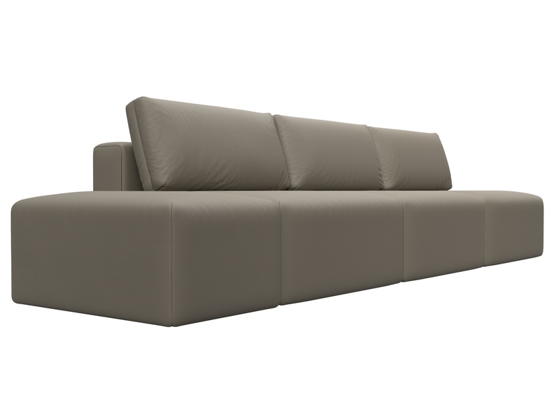 Диван прямой модульный с пуфом Лига-060 НПБ Лонг, Экокожа, GRIFON 04 бежевый