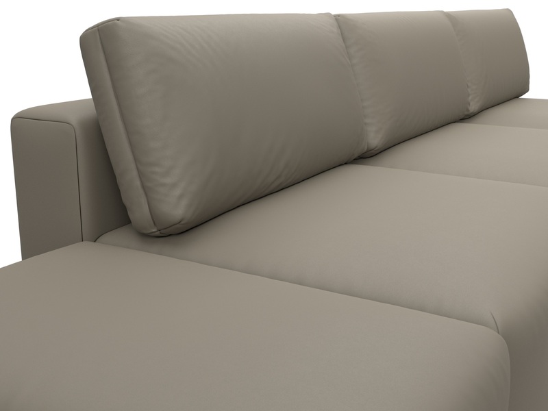 Диван прямой модульный с пуфом Лига-060 НПБ Лонг, Экокожа, GRIFON 04 бежевый