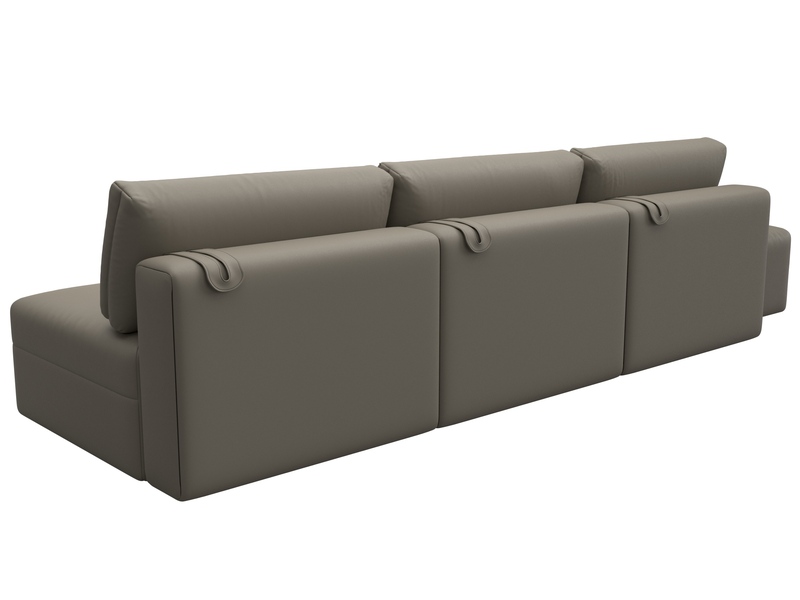 Диван прямой модульный с пуфом Лига-060 НПБ Лонг, Экокожа, GRIFON 04 бежевый