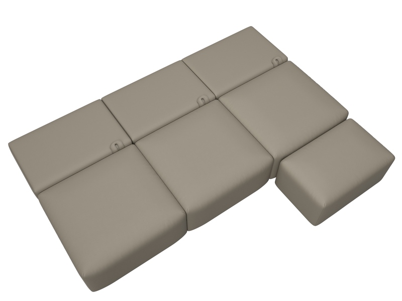 Диван прямой модульный с пуфом Лига-060 НПБ Лонг, Экокожа, GRIFON 04 бежевый