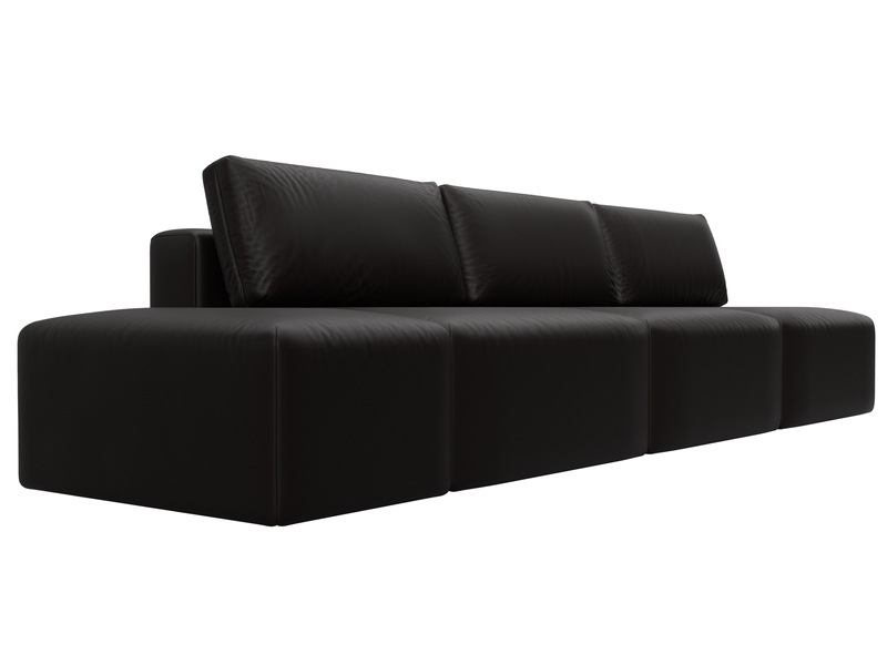 Диван прямой модульный с пуфом Лига-060 НПБ Лонг, Экокожа, GRIFON 12 коричневый