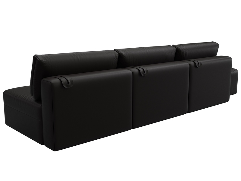 Диван прямой модульный с пуфом Лига-060 НПБ Лонг, Экокожа, GRIFON 12 коричневый