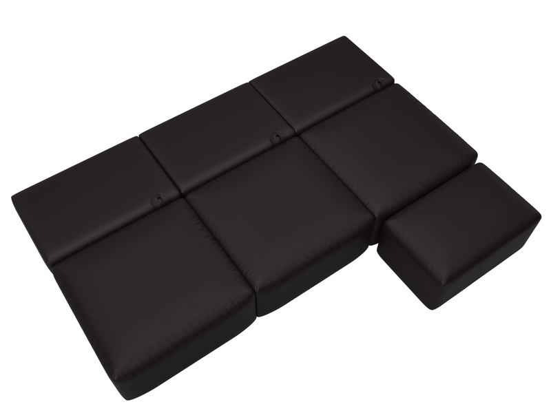 Диван прямой модульный с пуфом Лига-060 НПБ Лонг, Экокожа, GRIFON 12 коричневый