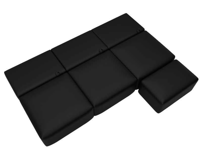 Диван прямой модульный с пуфом Лига-060 НПБ Лонг, Экокожа, GRIFON 18 черный