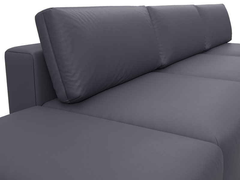 Диван прямой модульный с пуфом Лига-060 НПБ Лонг, Экокожа, GRIFON 15 серый