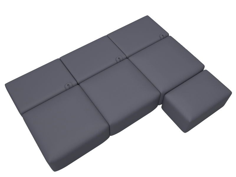 Диван прямой модульный с пуфом Лига-060 НПБ Лонг, Экокожа, GRIFON 15 серый