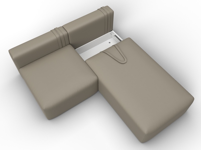 Диван угловой модульный Лига-060 НПБ угол универсальный, Экокожа, GRIFON 04 бежевый