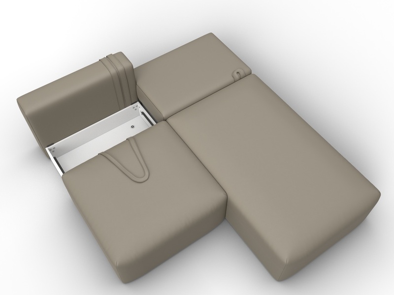 Диван угловой модульный Лига-060 НПБ угол универсальный, Экокожа, GRIFON 04 бежевый