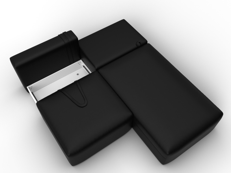 Диван угловой модульный Лига-060 НПБ угол универсальный, Экокожа, GRIFON 18 черный