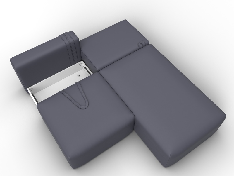 Диван угловой модульный Лига-060 НПБ угол универсальный, Экокожа, GRIFON 15 серый