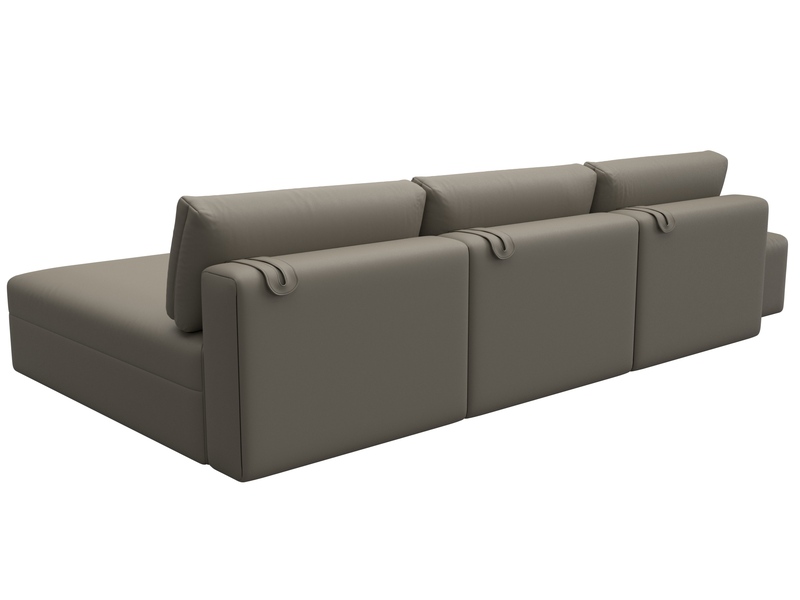 Диван угловой модульный с пуфом Лига-060 НПБ Лонг угол универсальный, Экокожа, GRIFON 04 бежевый