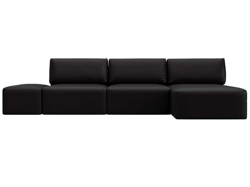 Диван угловой модульный с пуфом Лига-060 НПБ Лонг угол универсальный, Экокожа, GRIFON 12 коричневый