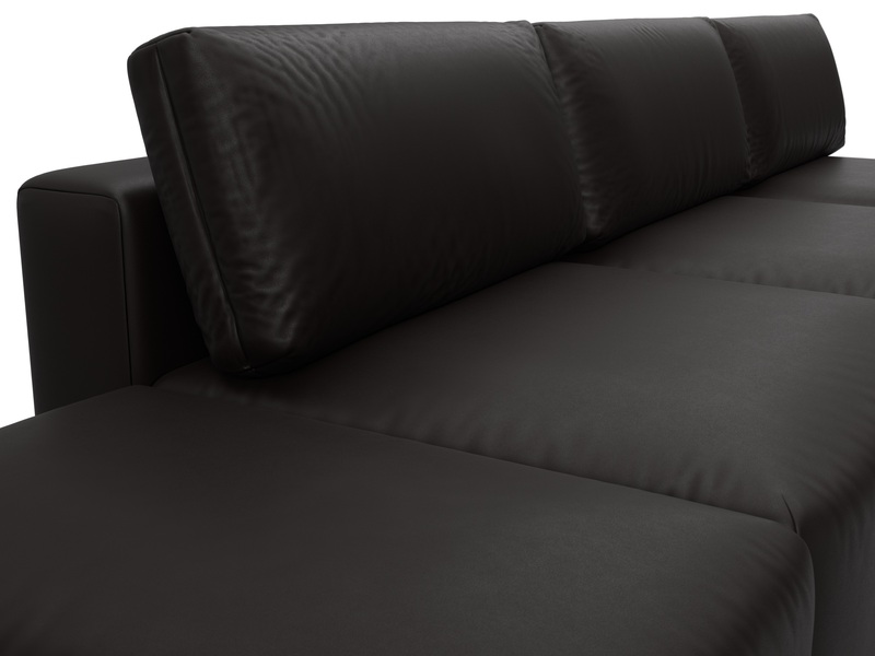 Диван угловой модульный с пуфом Лига-060 НПБ Лонг угол универсальный, Экокожа, GRIFON 12 коричневый