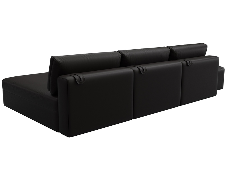 Диван угловой модульный с пуфом Лига-060 НПБ Лонг угол универсальный, Экокожа, GRIFON 12 коричневый