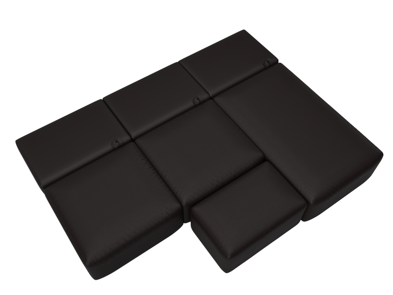 Диван угловой модульный с пуфом Лига-060 НПБ Лонг угол универсальный, Экокожа, GRIFON 12 коричневый