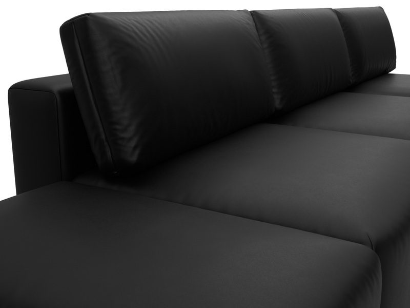 Диван угловой модульный с пуфом Лига-060 НПБ Лонг угол универсальный, Экокожа, GRIFON 18 черный