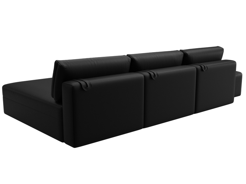 Диван угловой модульный с пуфом Лига-060 НПБ Лонг угол универсальный, Экокожа, GRIFON 18 черный