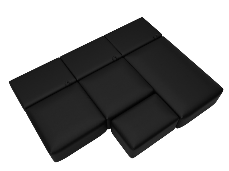 Диван угловой модульный с пуфом Лига-060 НПБ Лонг угол универсальный, Экокожа, GRIFON 18 черный