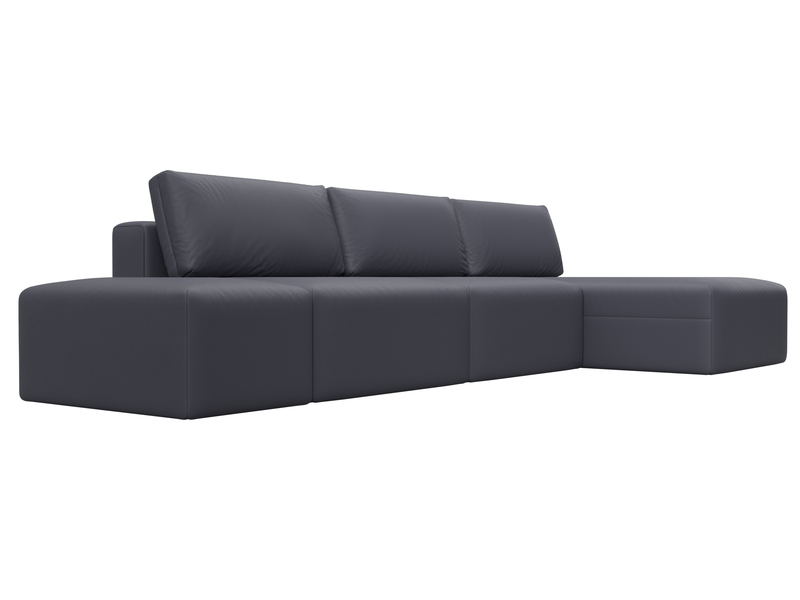 Диван угловой модульный с пуфом Лига-060 НПБ Лонг угол универсальный, Экокожа, GRIFON 15 серый