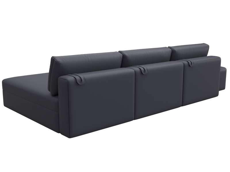 Диван угловой модульный с пуфом Лига-060 НПБ Лонг угол универсальный, Экокожа, GRIFON 15 серый