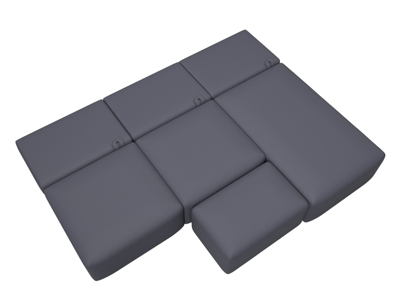 Диван угловой модульный с пуфом Лига-060 НПБ Лонг угол универсальный, Экокожа, GRIFON 15 серый