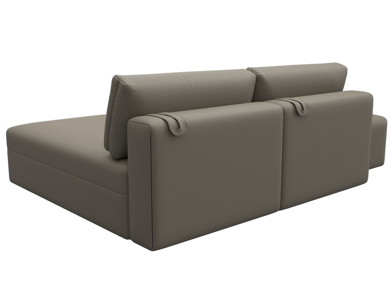 Диван угловой модульный с пуфом Лига-060 НПБ угол универсальный, Экокожа, GRIFON 04 бежевый