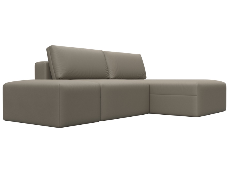 Диван угловой модульный с пуфом Лига-060 НПБ угол универсальный, Экокожа, GRIFON 04 бежевый