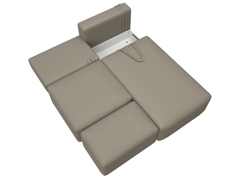 Диван угловой модульный с пуфом Лига-060 НПБ угол универсальный, Экокожа, GRIFON 04 бежевый