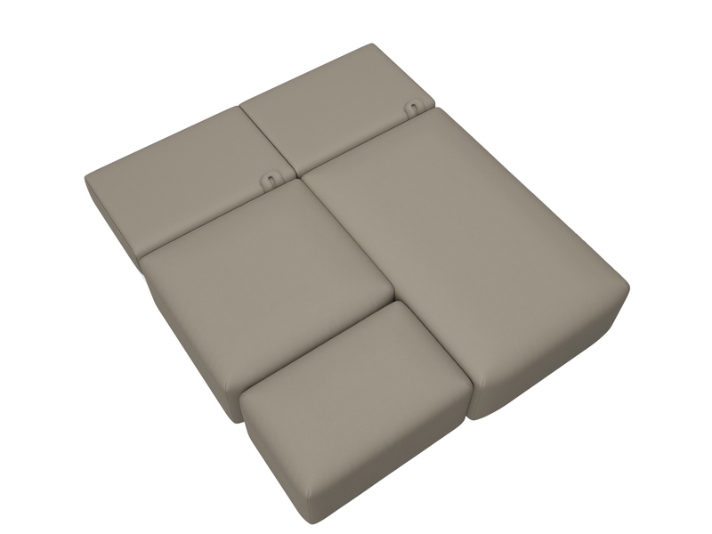 Диван угловой модульный с пуфом Лига-060 НПБ угол универсальный, Экокожа, GRIFON 04 бежевый