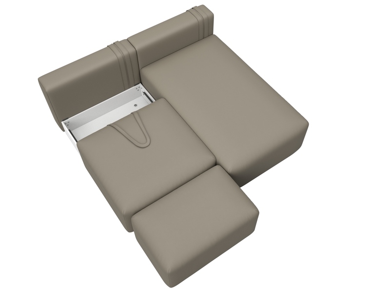 Диван угловой модульный с пуфом Лига-060 НПБ угол универсальный, Экокожа, GRIFON 04 бежевый