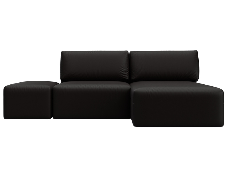 Диван угловой модульный с пуфом Лига-060 НПБ угол универсальный, Экокожа, GRIFON 12 коричневый