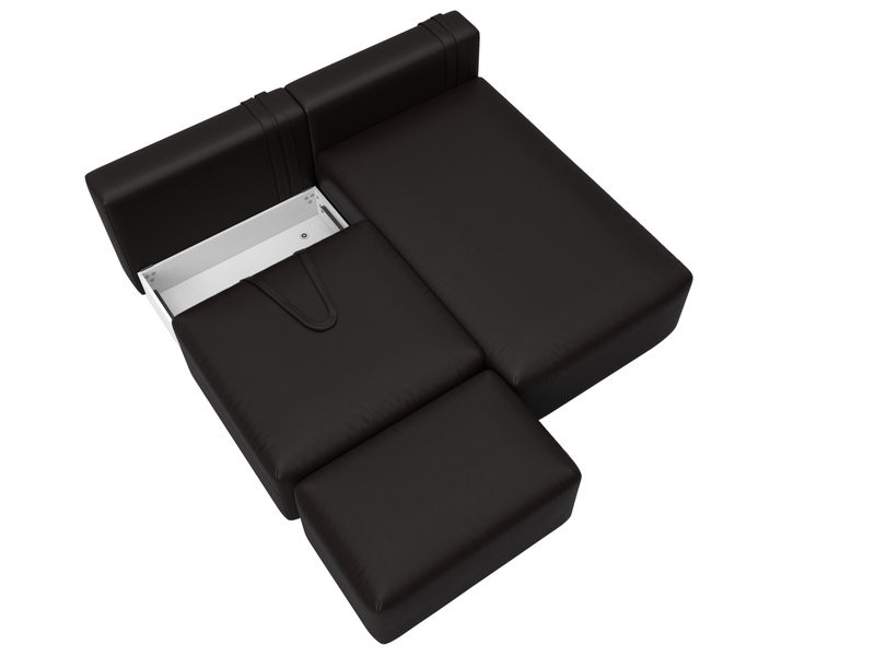 Диван угловой модульный с пуфом Лига-060 НПБ угол универсальный, Экокожа, GRIFON 12 коричневый