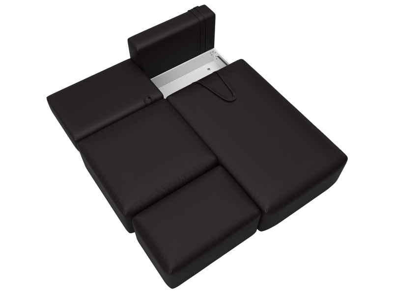 Диван угловой модульный с пуфом Лига-060 НПБ угол универсальный, Экокожа, GRIFON 12 коричневый