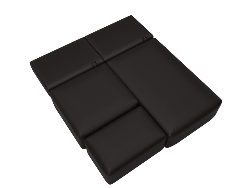 Диван угловой модульный с пуфом Лига-060 НПБ угол универсальный, Экокожа, GRIFON 12 коричневый