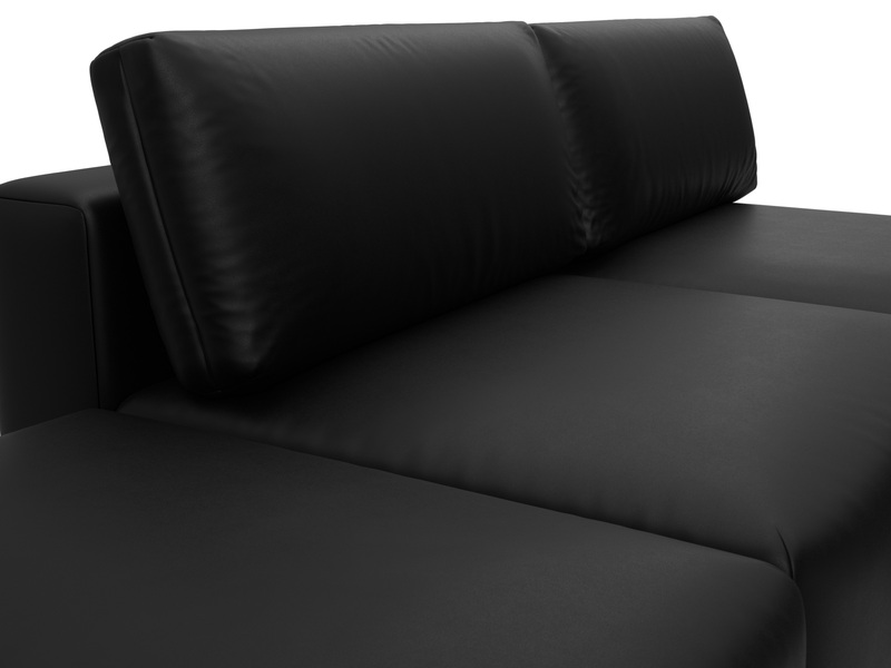 Диван угловой модульный с пуфом Лига-060 НПБ угол универсальный, Экокожа, GRIFON 18 черный