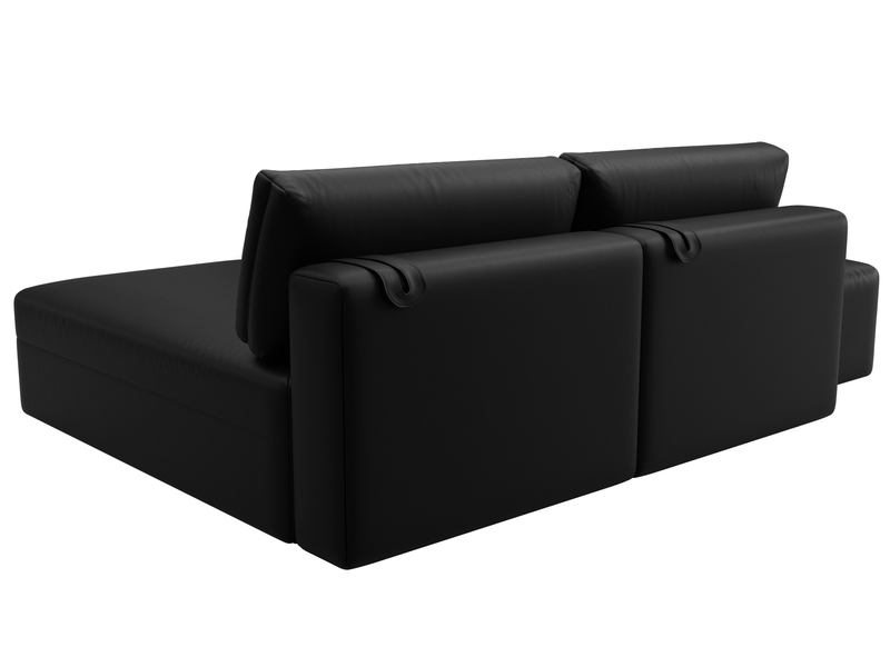 Диван угловой модульный с пуфом Лига-060 НПБ угол универсальный, Экокожа, GRIFON 18 черный