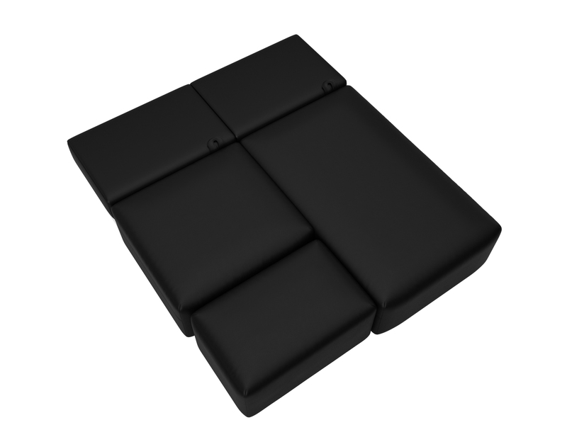 Диван угловой модульный с пуфом Лига-060 НПБ угол универсальный, Экокожа, GRIFON 18 черный